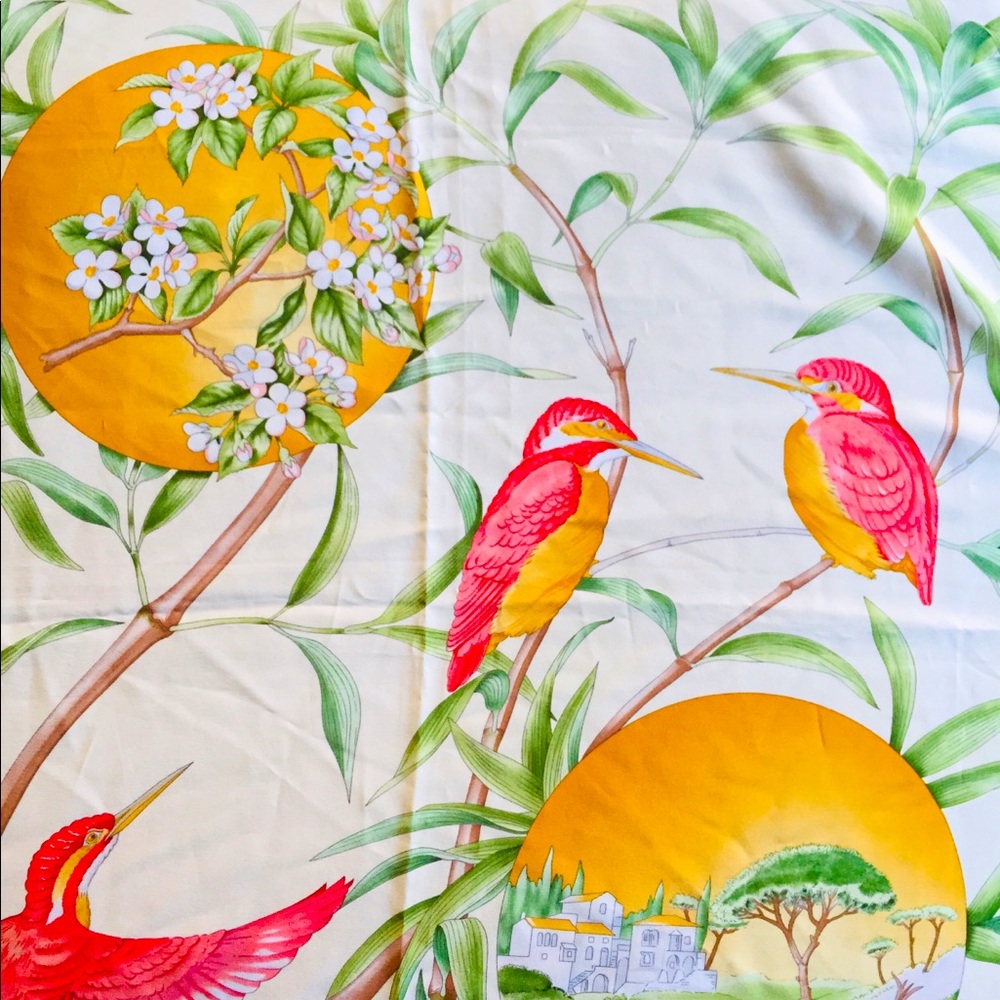 Scarf with Birds Print